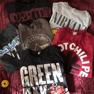 Lot of 6 Boys Rock Band TShirts